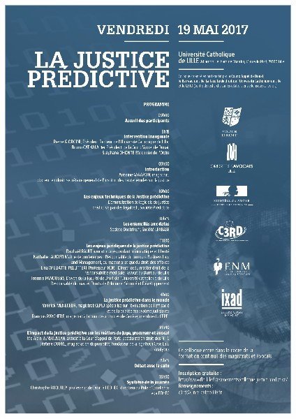 JEAN LUC WABANT PARTICIPE le 19 mai A UN COLLOQUE SUR LA JUSTICE PREDICTIVE